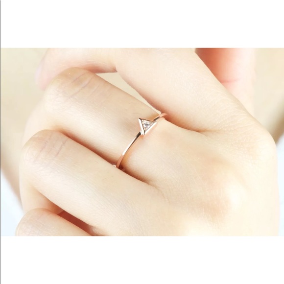 Triangle CZ Rose Gold Over Sterling Stackable Ring - Picture 3 of 7